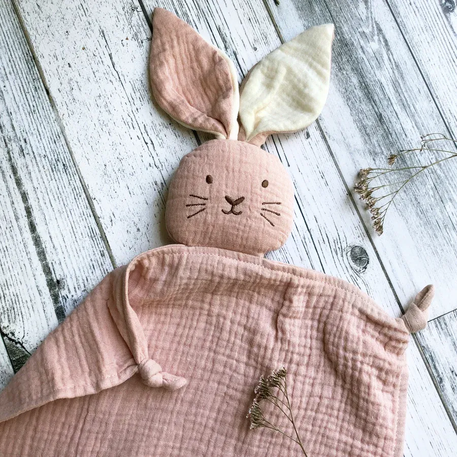 Organic Muslin Lovey Bunny - Milk & Blush