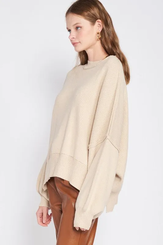 OVER FITTED LONG SLEEVE SWEATER TOP