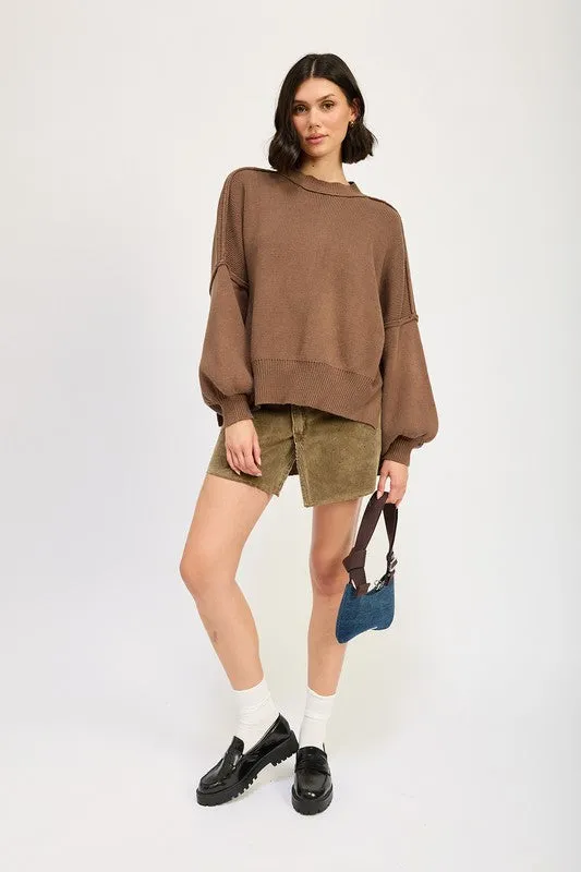 OVER FITTED LONG SLEEVE SWEATER TOP