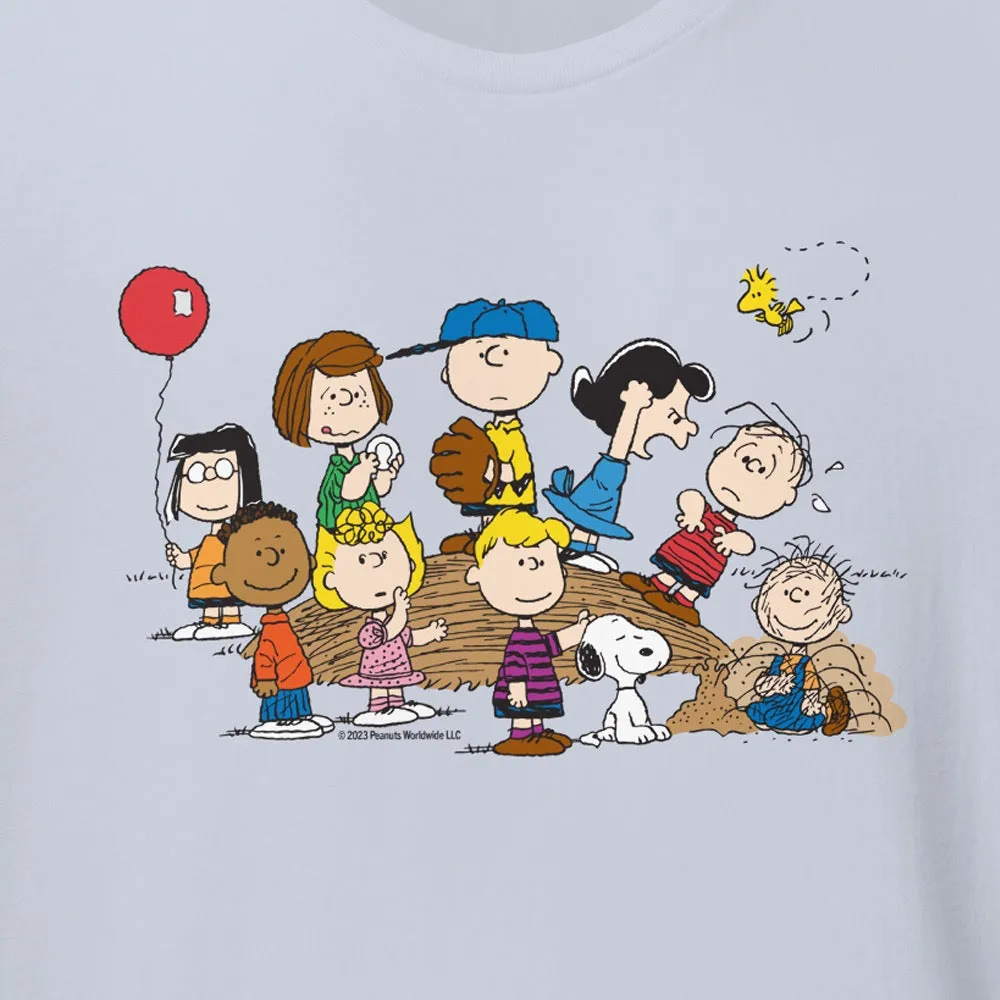 Peanuts Gang Baseball Mound Adult T-Shirt