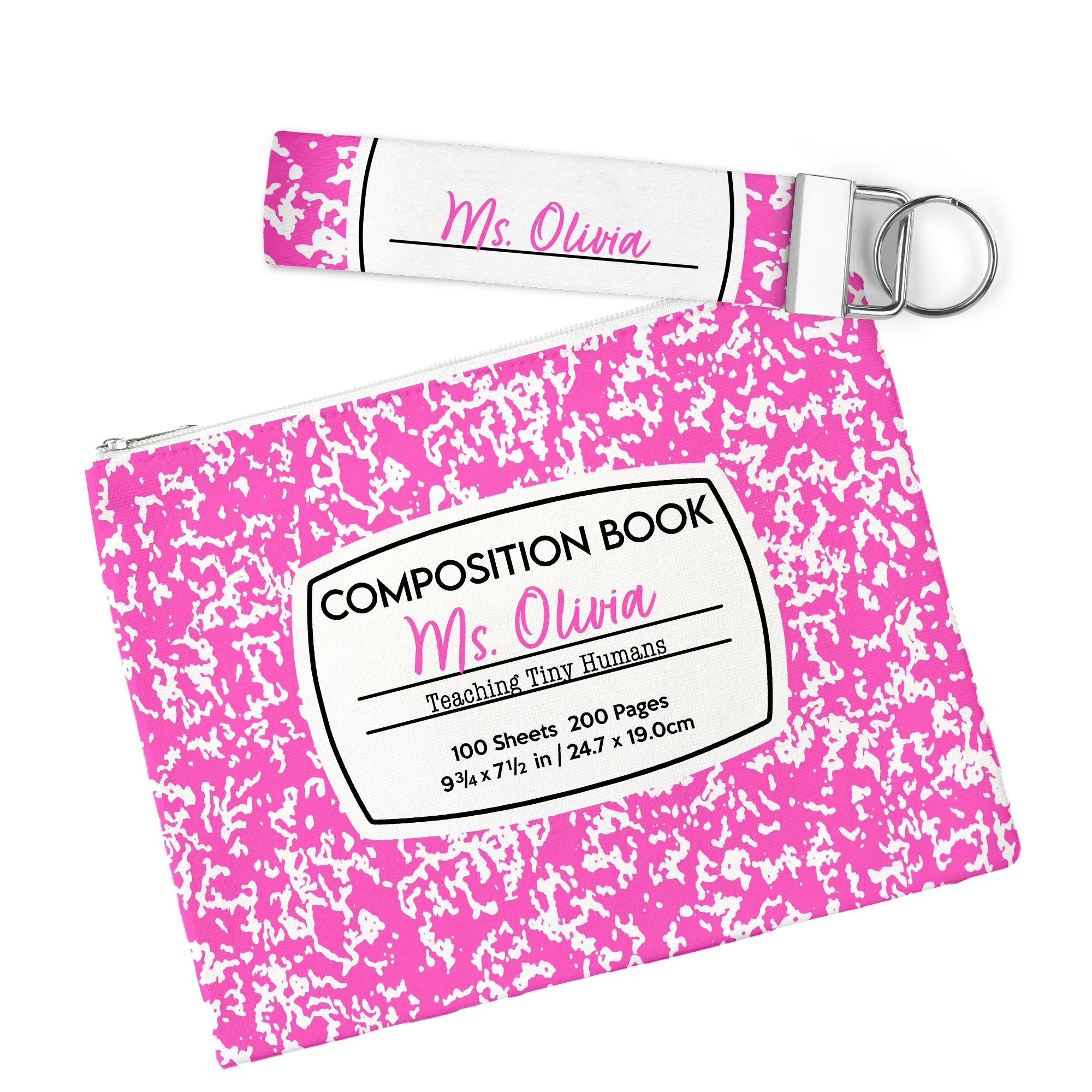 Personalized Teacher Composition Notebook Zipper Bag