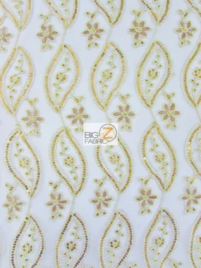 Petal Mesh Sequin Fabric / Gold / Sold By The Yard