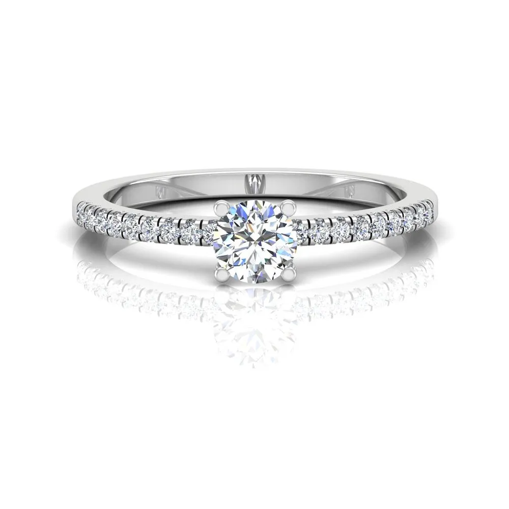 Petite Brilliant Cut Moissanite Engagement Ring