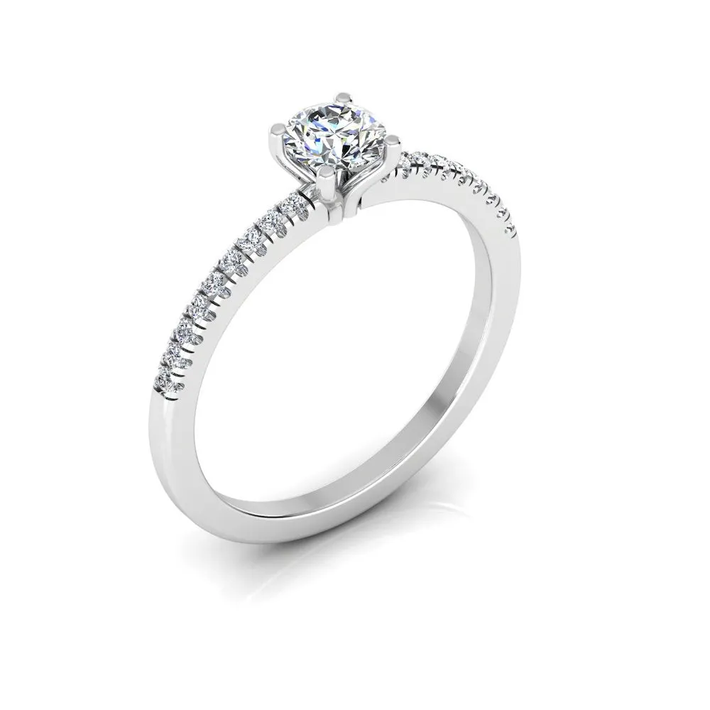 Petite Brilliant Cut Moissanite Engagement Ring