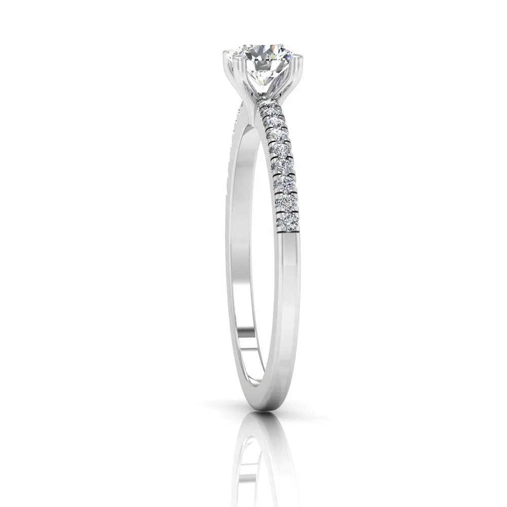 Petite Brilliant Cut Moissanite Engagement Ring