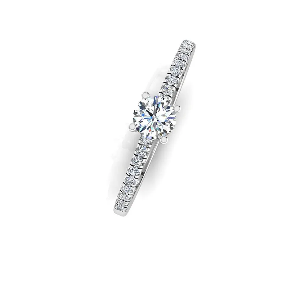 Petite Brilliant Cut Moissanite Engagement Ring