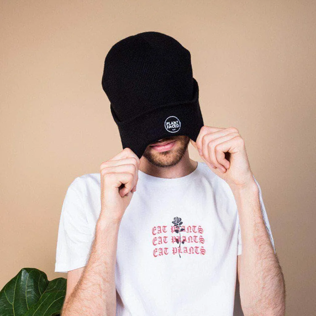 Plant Faced Beanie - Black