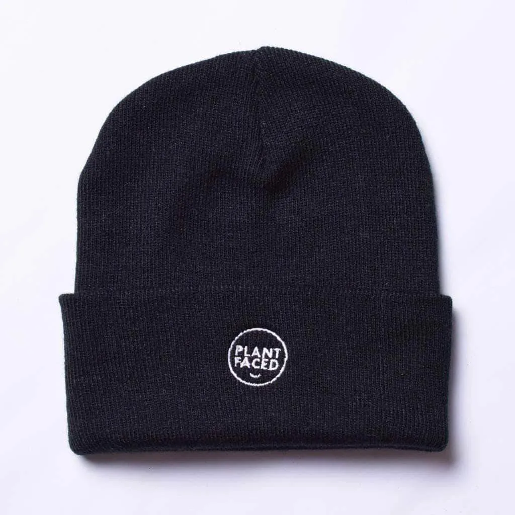 Plant Faced Beanie - Black