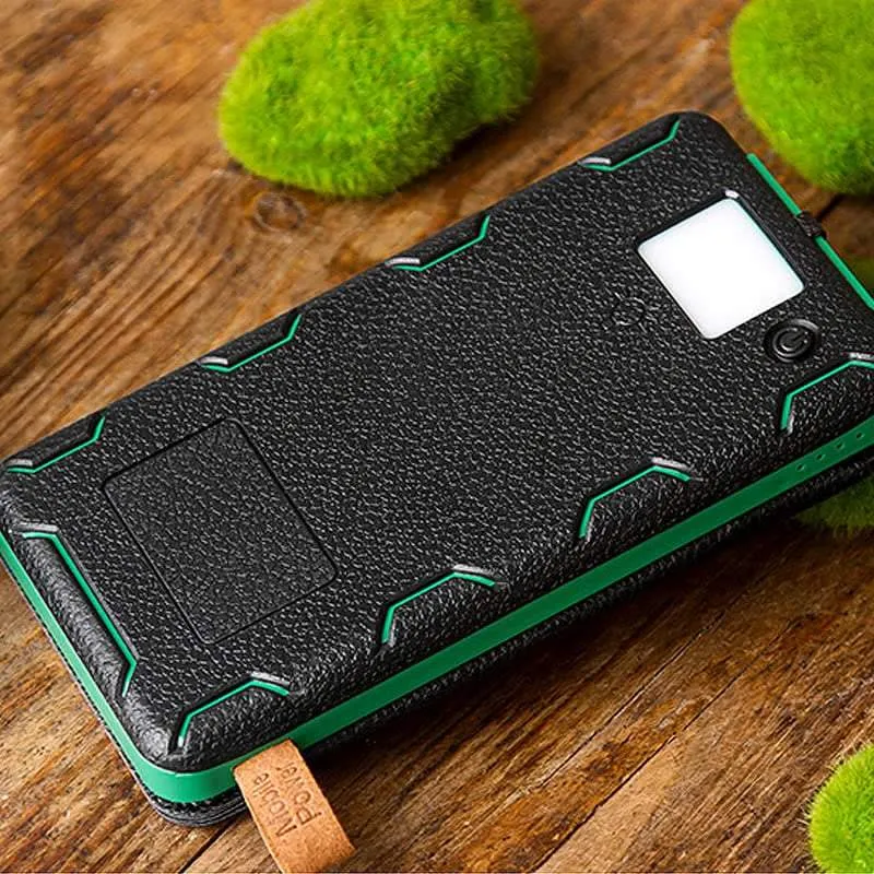 Portable 10,000mAH 3-Fold Solar Dual-USB Charger and LED Light