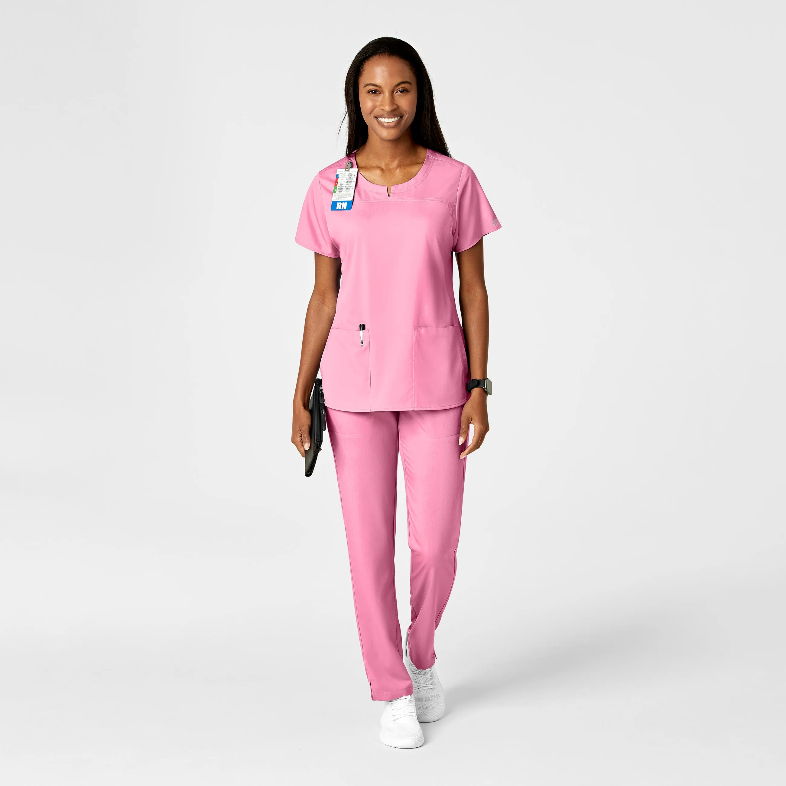 PRO Women's Knit Waist Cargo Scrub Pant - Pink Blossom