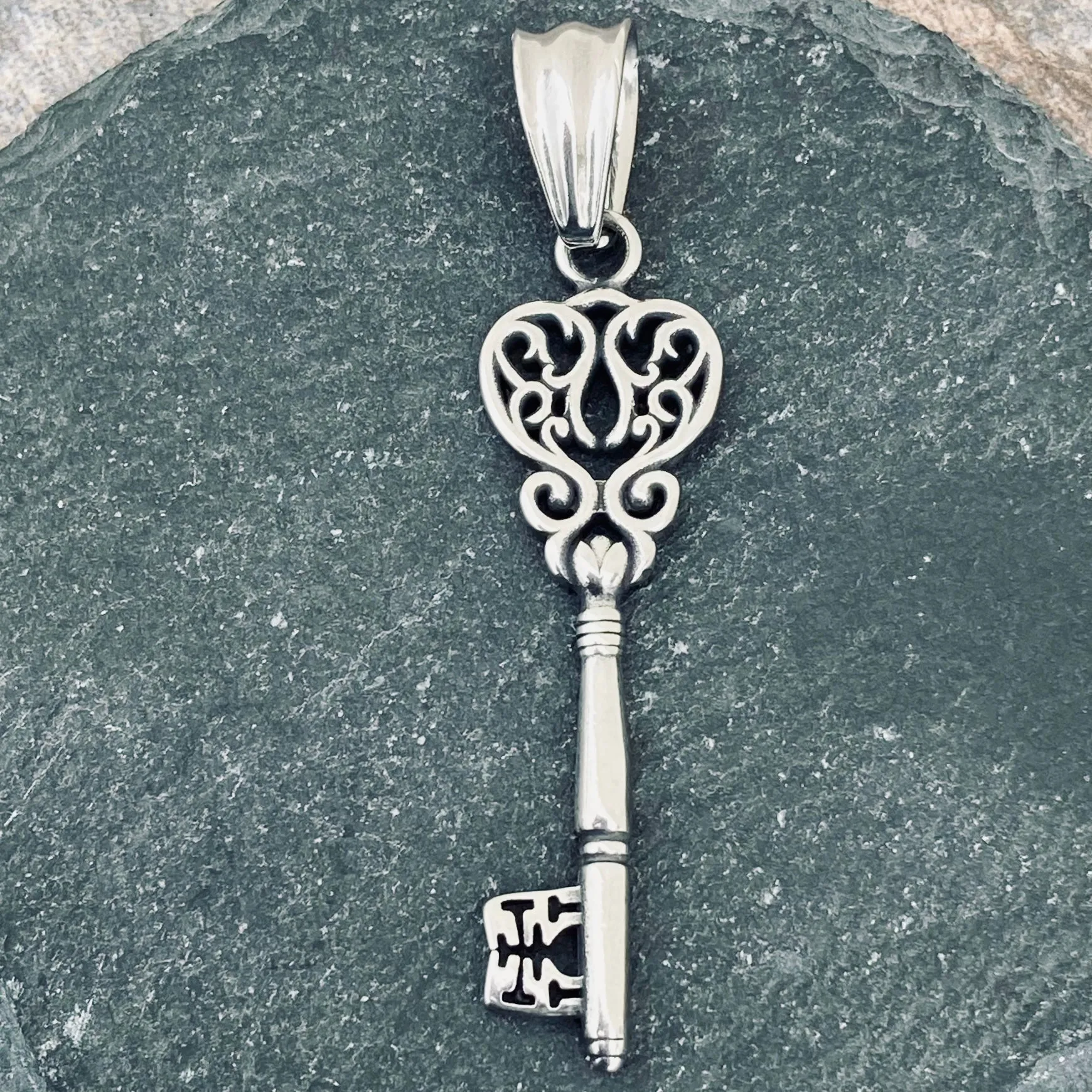 "Key" - Key To My Heart Pendant - Rope Necklace or Omega - SK2609