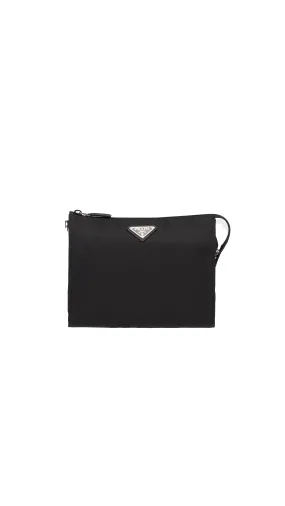 Re-Nylon And Saffiano Leather Necessaire - Black