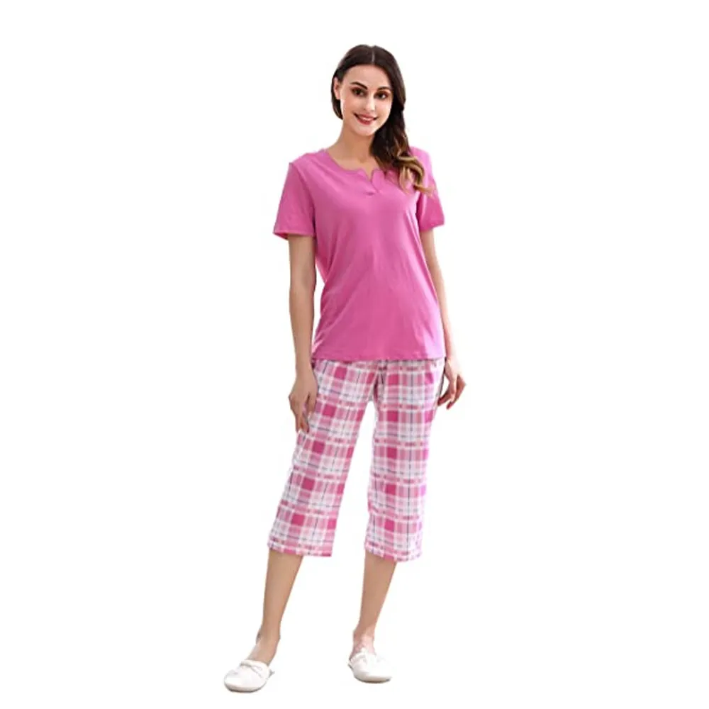 Richie House Ladies Cropped Pyjama Set CottonBlend Soft Women Loungewear RHW2865