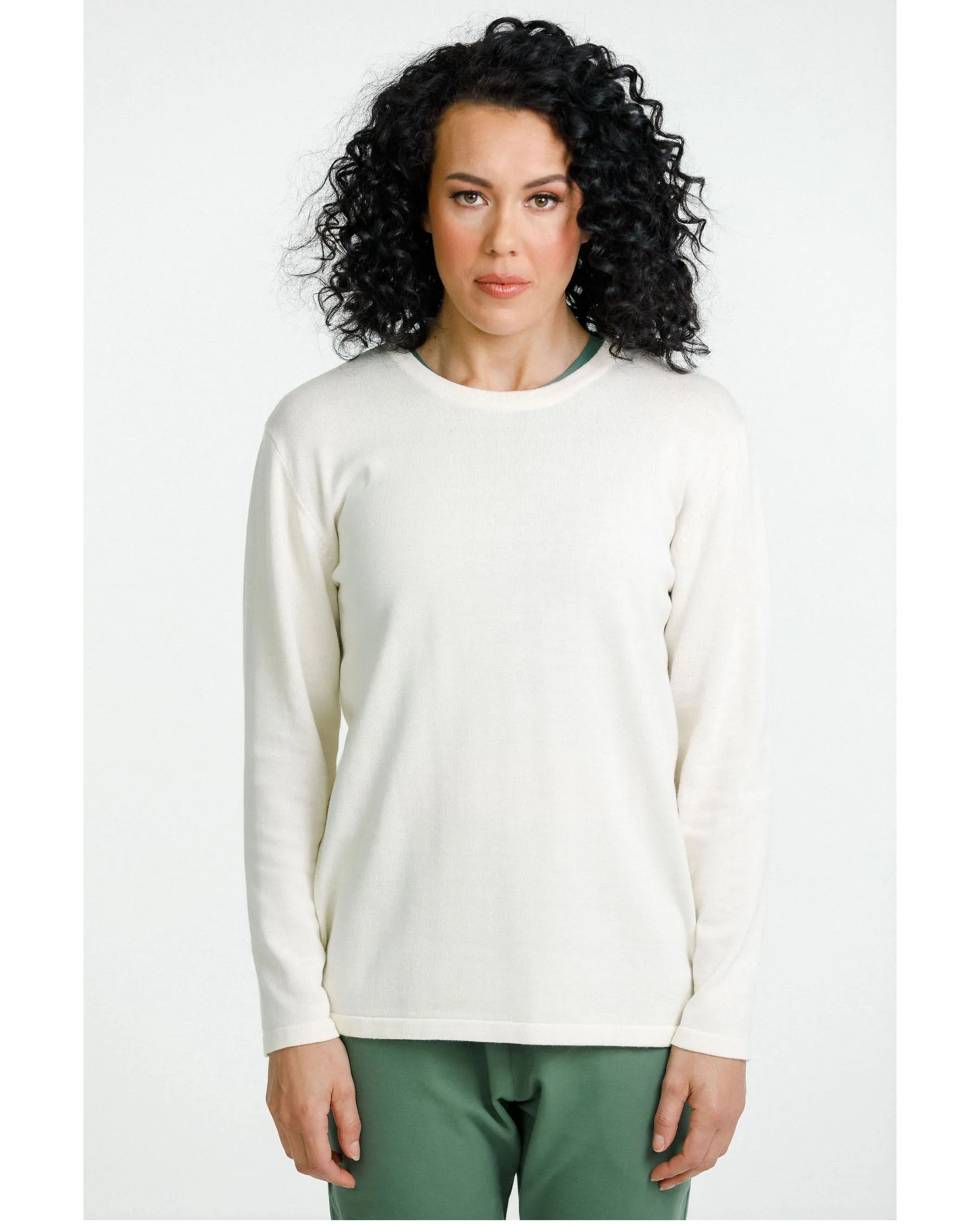 Rose Road Long Sleeve Knit Topher Tee - Cream