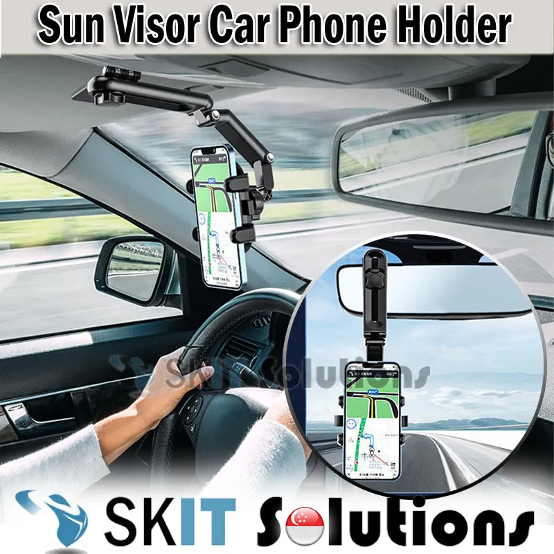 Rotatable Sun Visor Car Mobile Phone Holder Mount Universal 180° Rotation Rearview Mirror Smart Cell Phone Stand