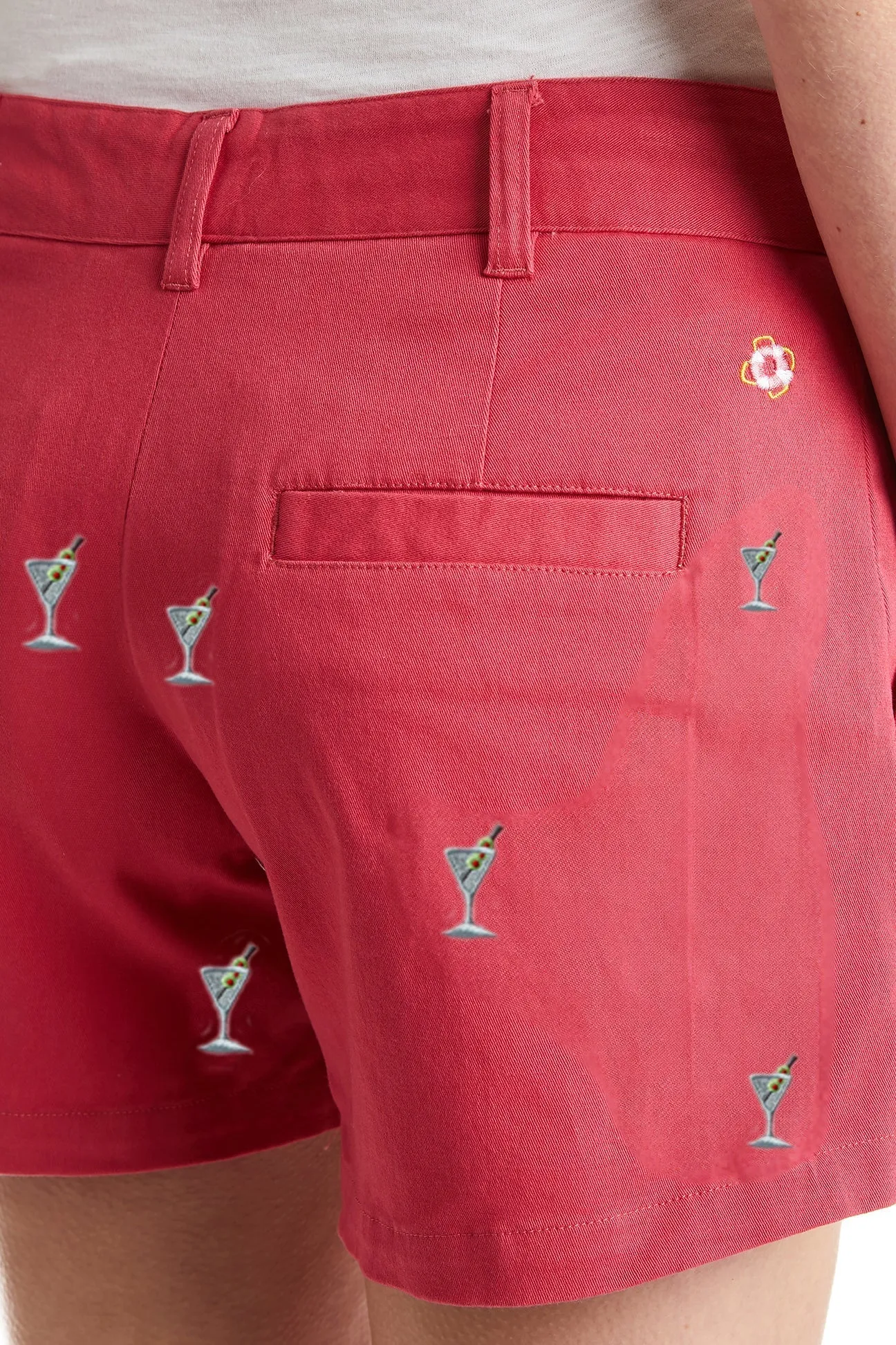 Sailing Short Stretch Twill Hurricane Red with Martini