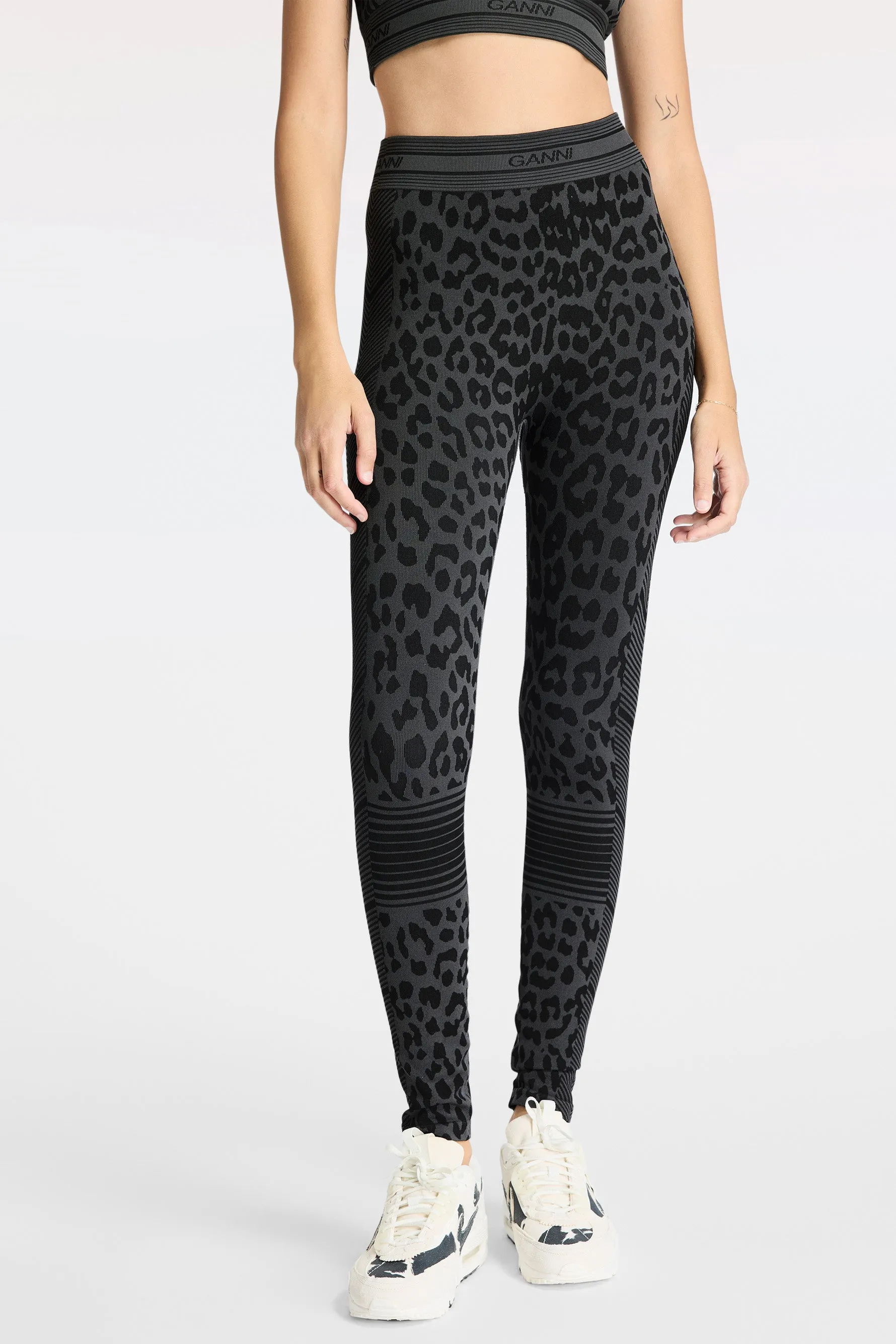 Seamless Jacquard Leggings - Black