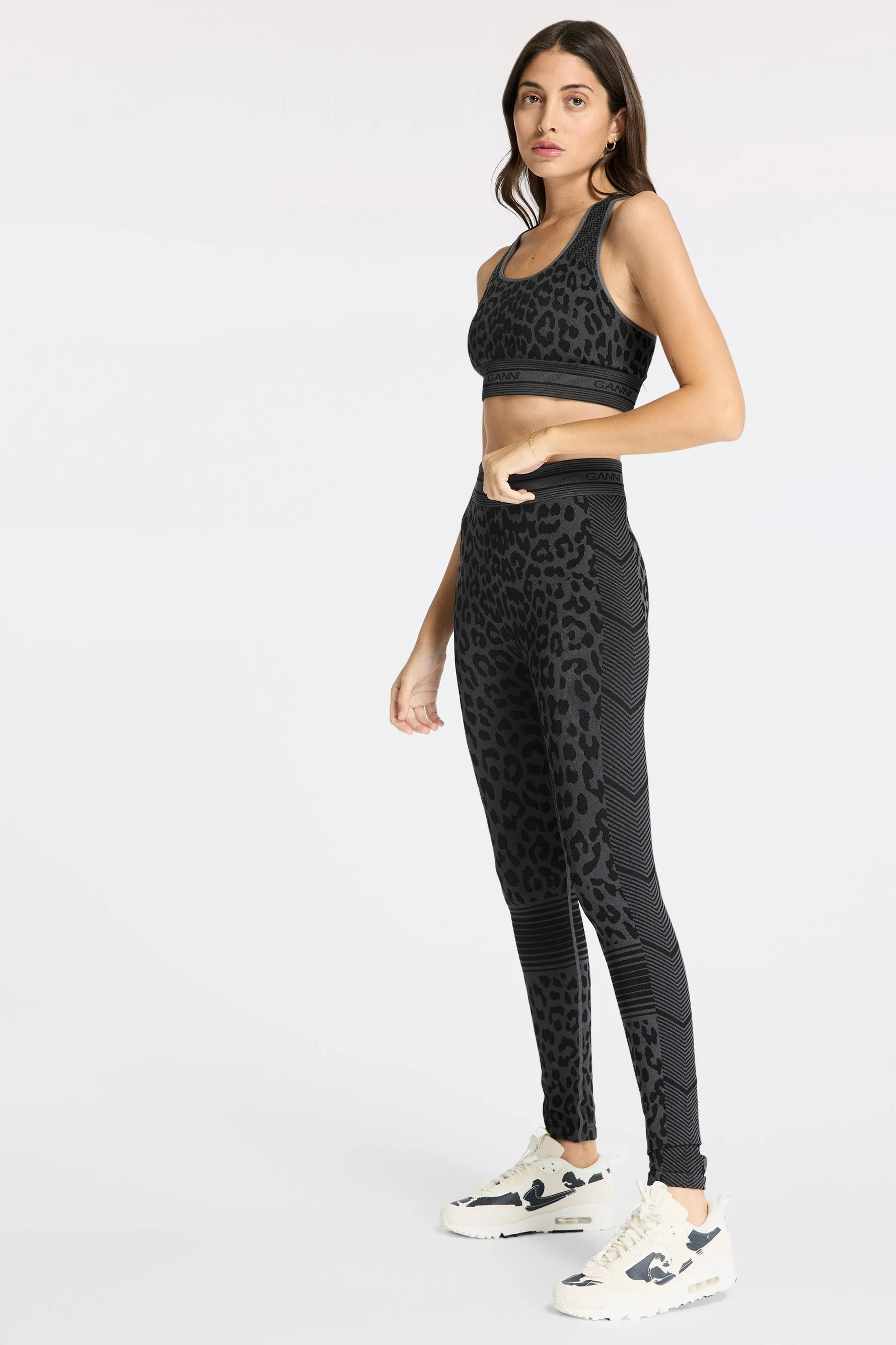 Seamless Jacquard Leggings - Black