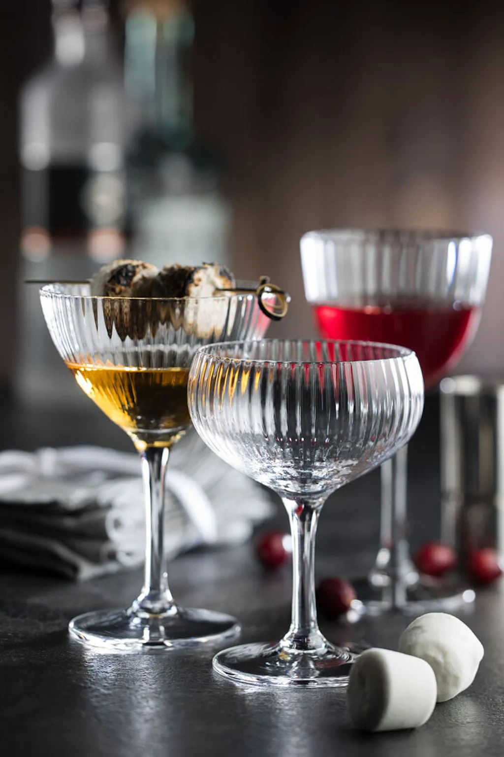 Set of Two Art Deco Ridged Champagne Coupes