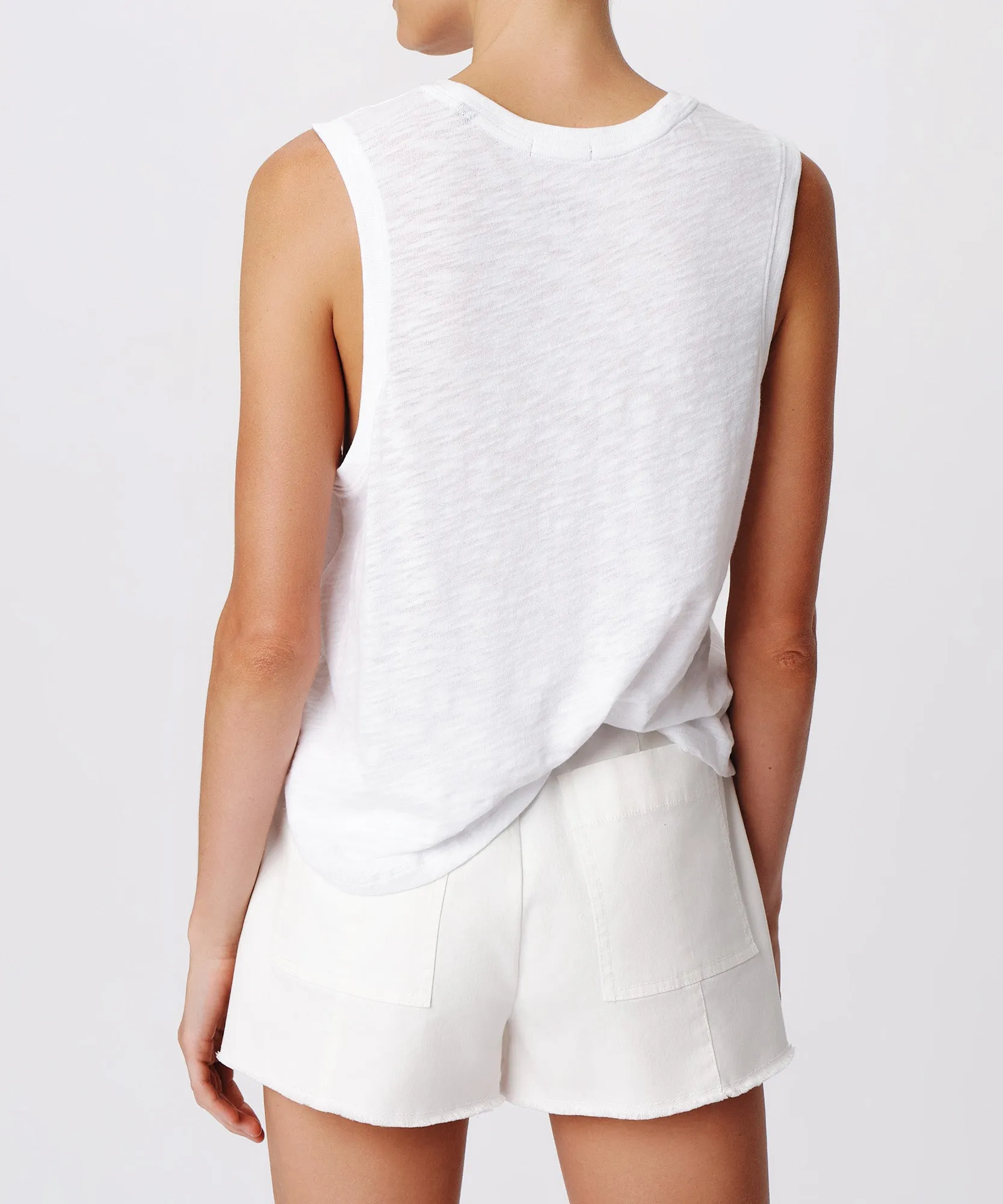 Slub Jersey Crew Neck Tank - White