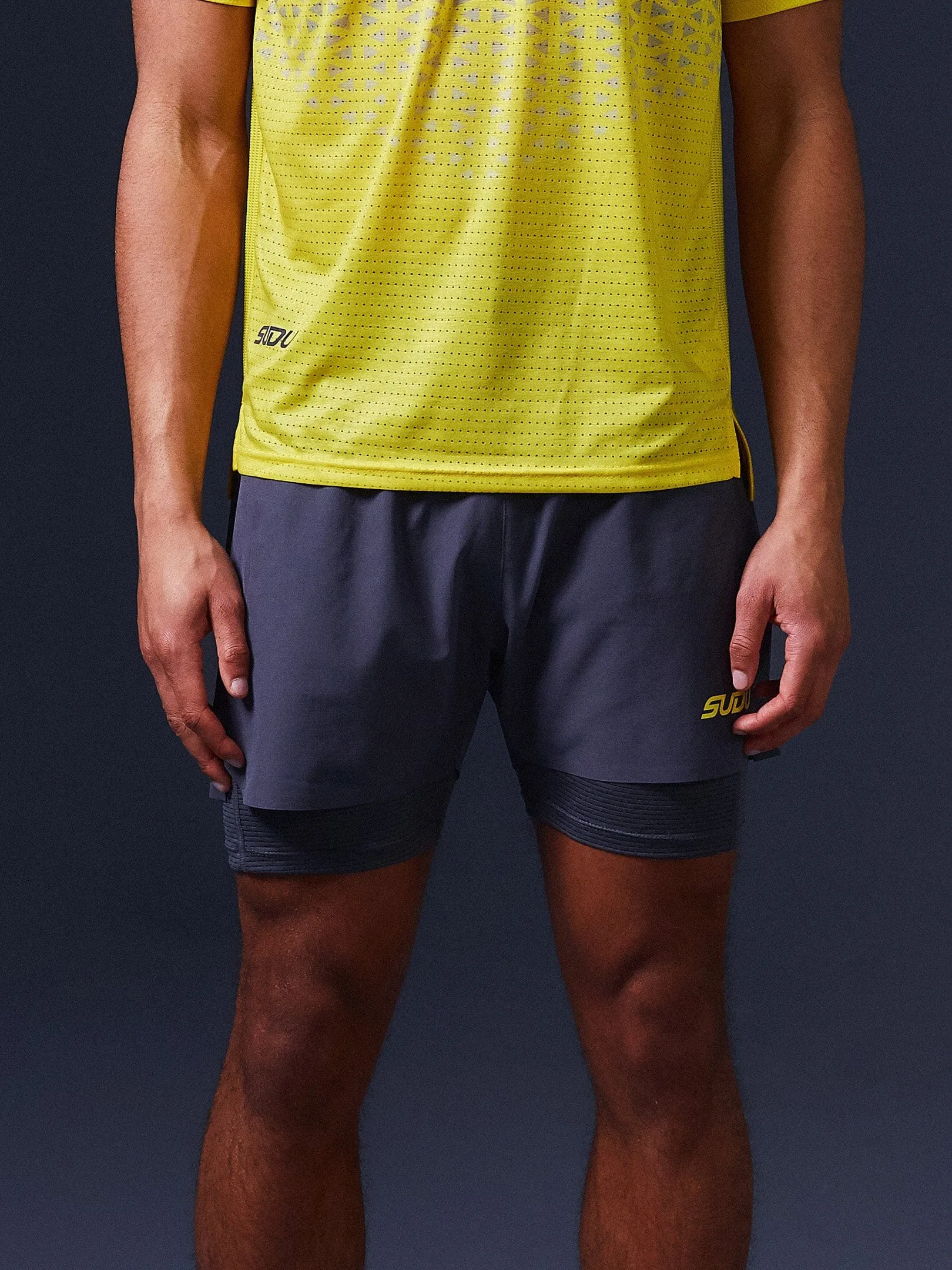 SRS 01 Run Shorts - Grey/Yellow