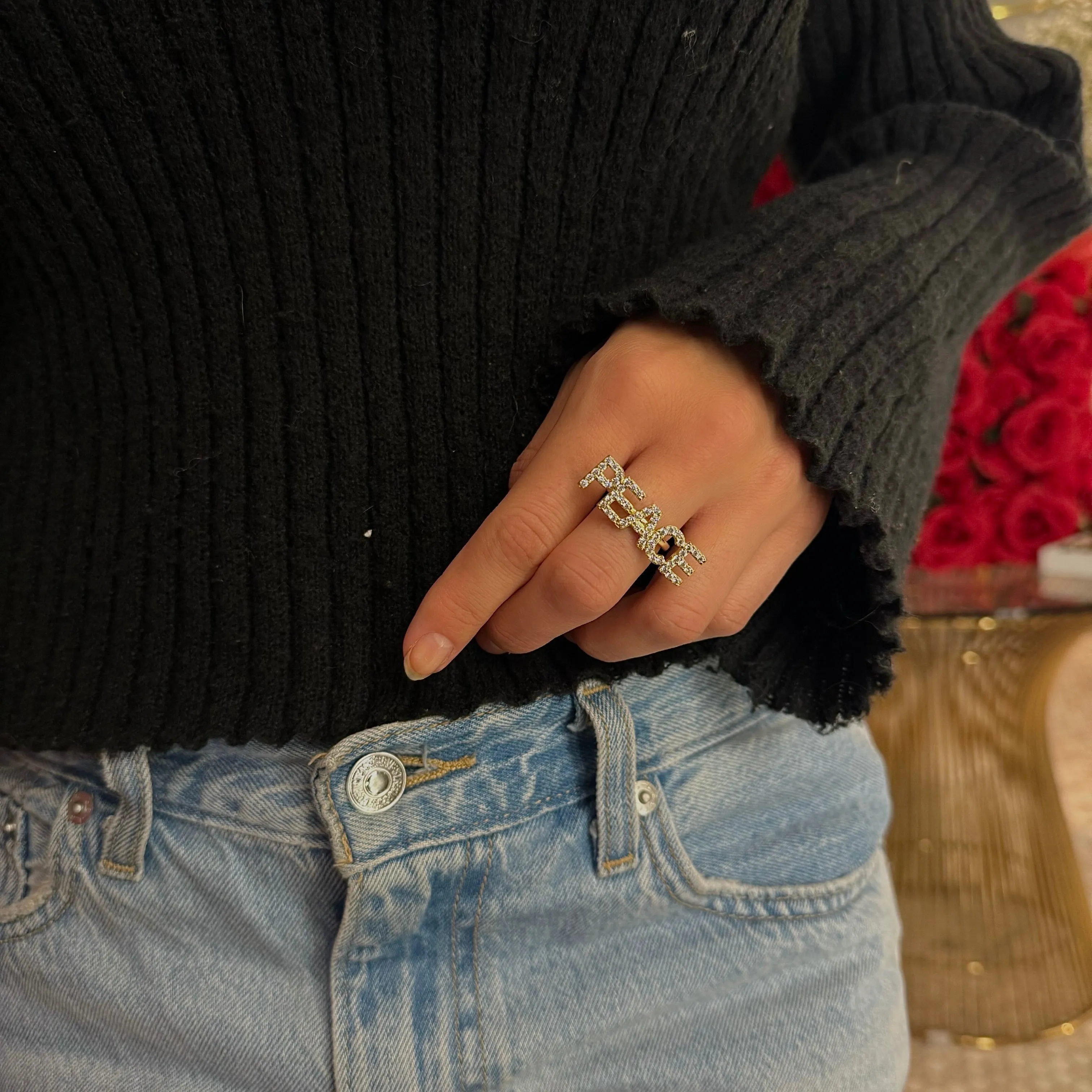 STATEMENT SPARKLE RING PEACE