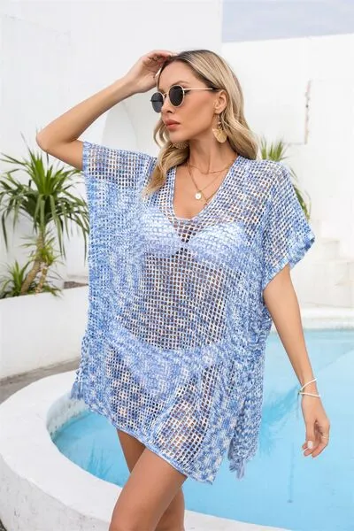 Sunset Vacation Cover-Up mit durchbrochenem Schlitz und V-Ausschnitt