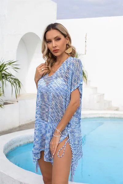 Sunset Vacation Cover-Up mit durchbrochenem Schlitz und V-Ausschnitt