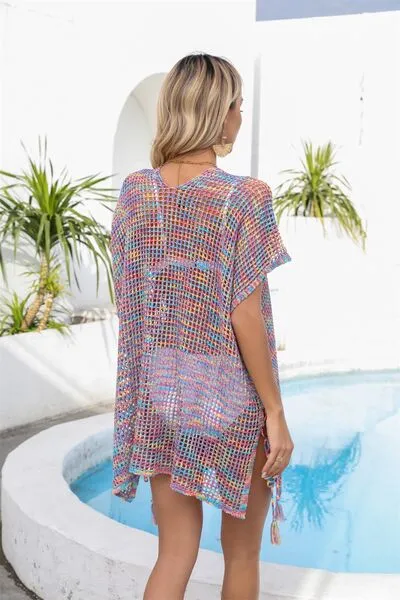 Sunset Vacation Cover-Up mit durchbrochenem Schlitz und V-Ausschnitt