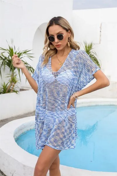 Sunset Vacation Cover-Up mit durchbrochenem Schlitz und V-Ausschnitt