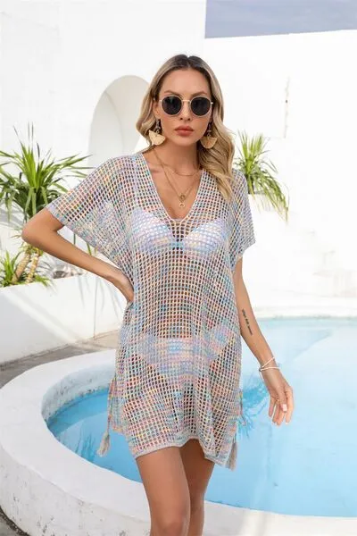 Sunset Vacation Cover-Up mit durchbrochenem Schlitz und V-Ausschnitt