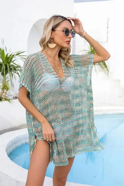 Sunset Vacation Cover-Up mit durchbrochenem Schlitz und V-Ausschnitt