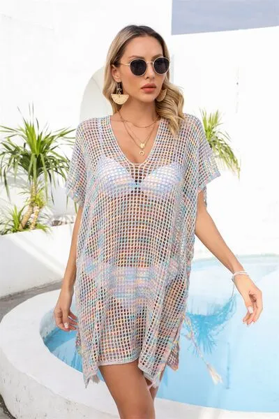 Sunset Vacation Cover-Up mit durchbrochenem Schlitz und V-Ausschnitt