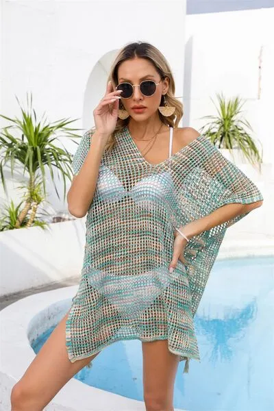 Sunset Vacation Cover-Up mit durchbrochenem Schlitz und V-Ausschnitt