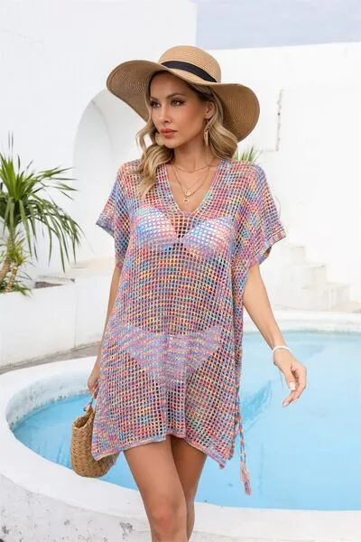 Sunset Vacation Cover-Up mit durchbrochenem Schlitz und V-Ausschnitt