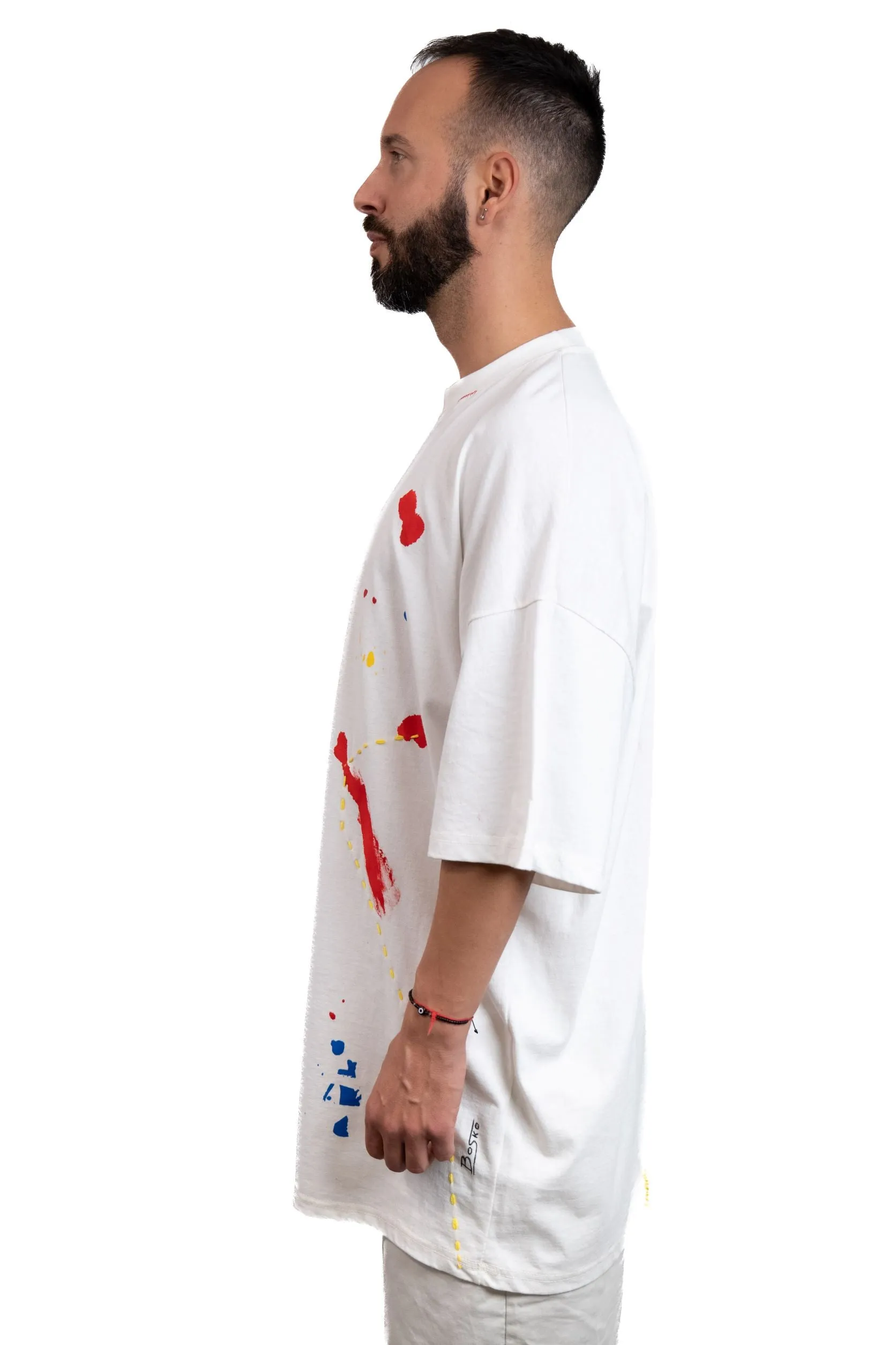 T5 : One-of-kind white short sleeve T-shirt by Bosko