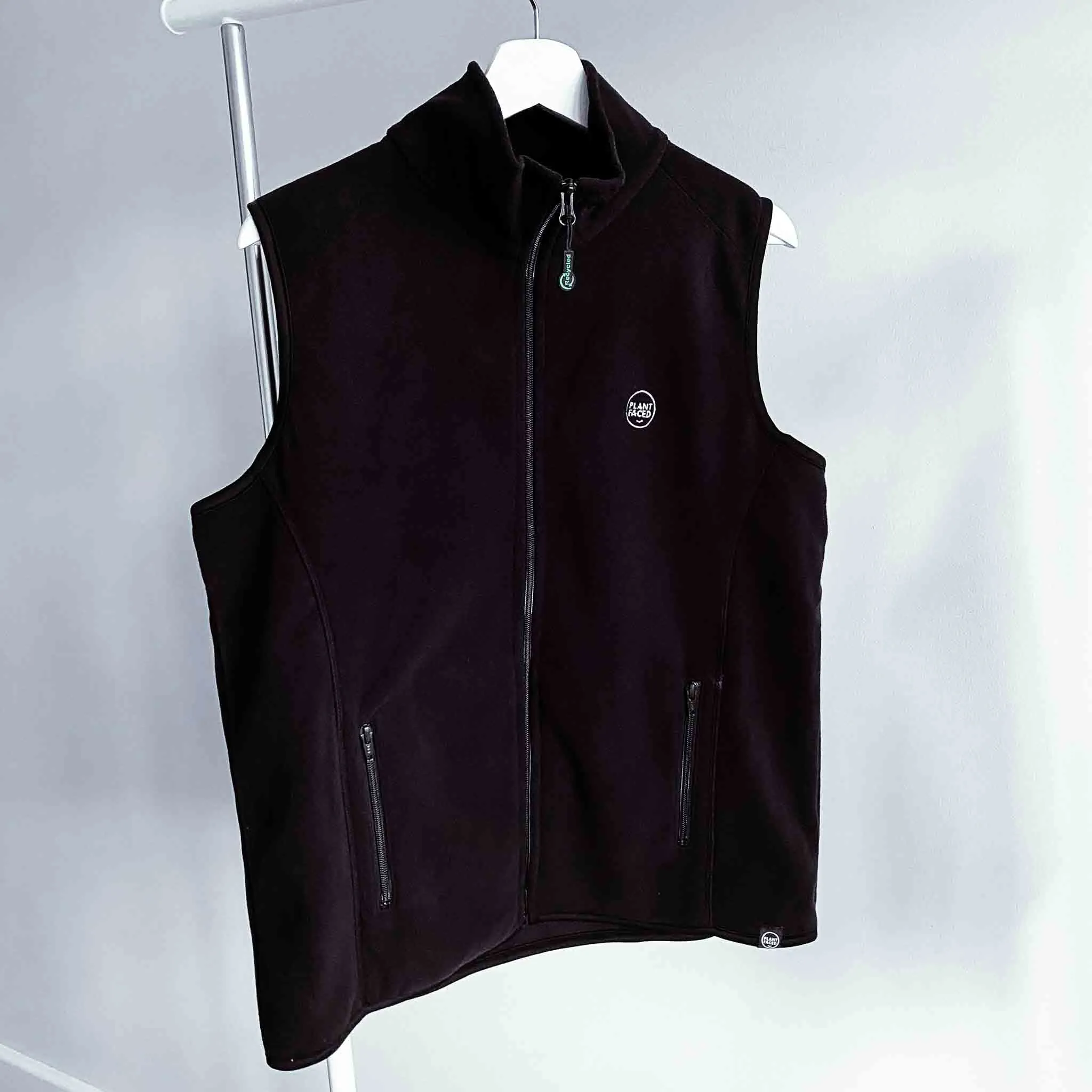 The Classics - Recycled Fleece Zip Vest - Embroidered Logo - Black