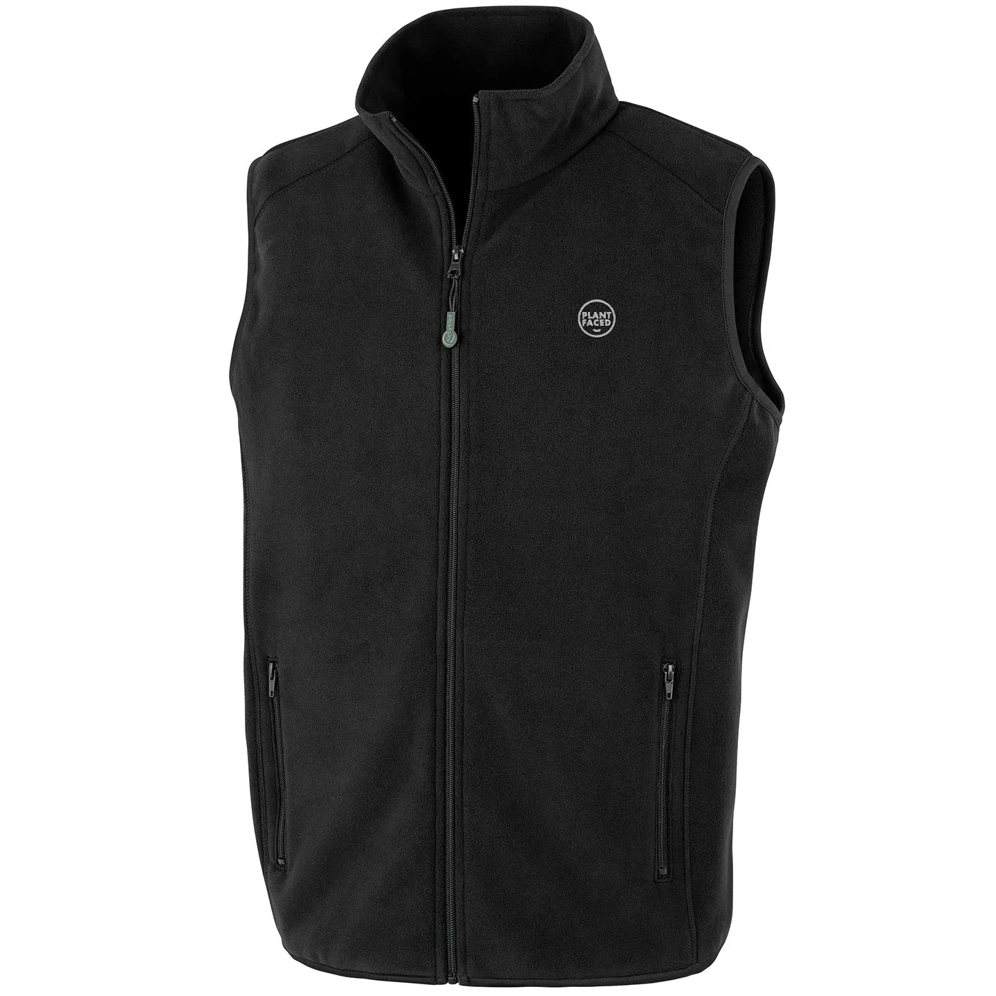 The Classics - Recycled Fleece Zip Vest - Embroidered Logo - Black