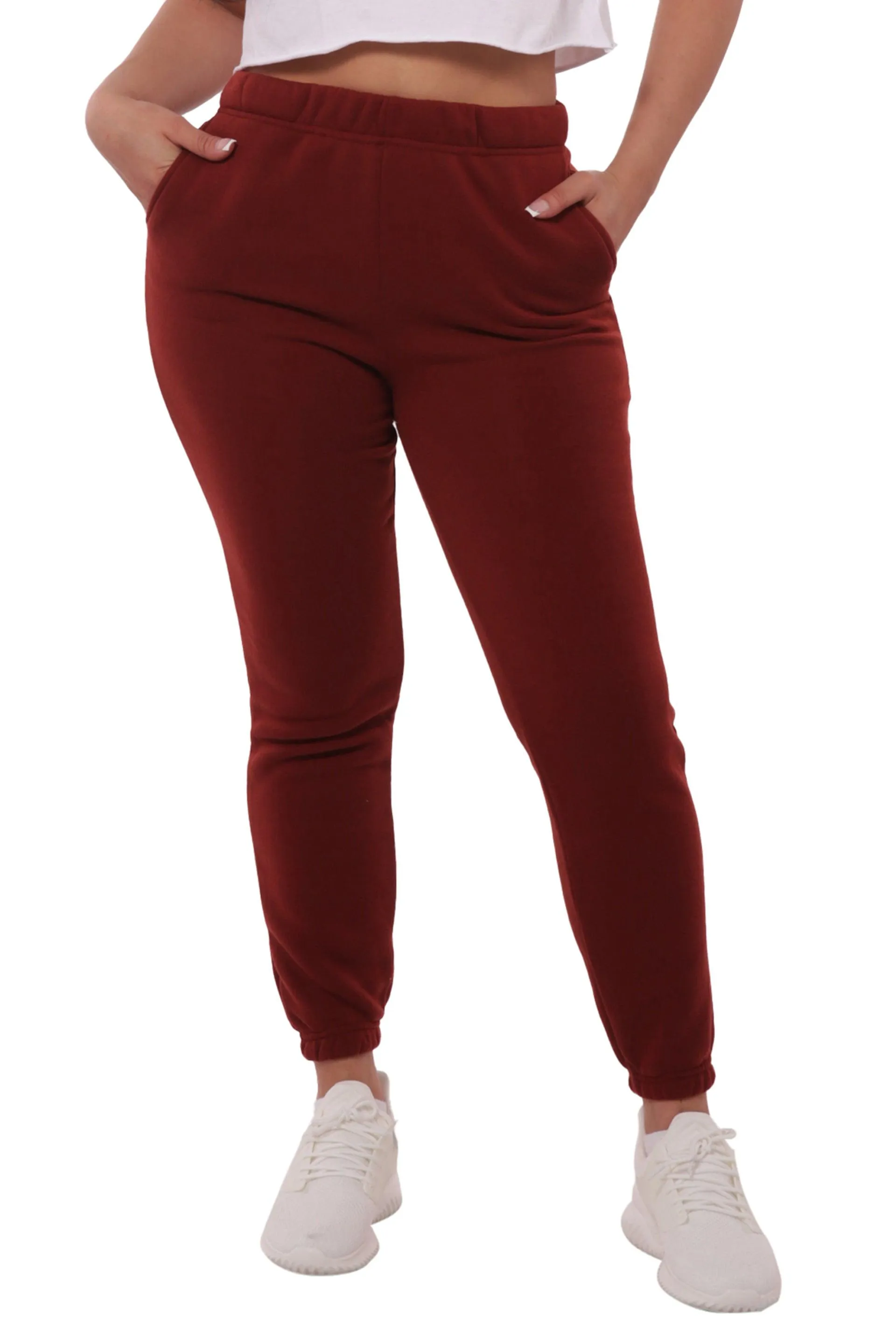 Thick Fleece Lined Sweatpants - Firebrick