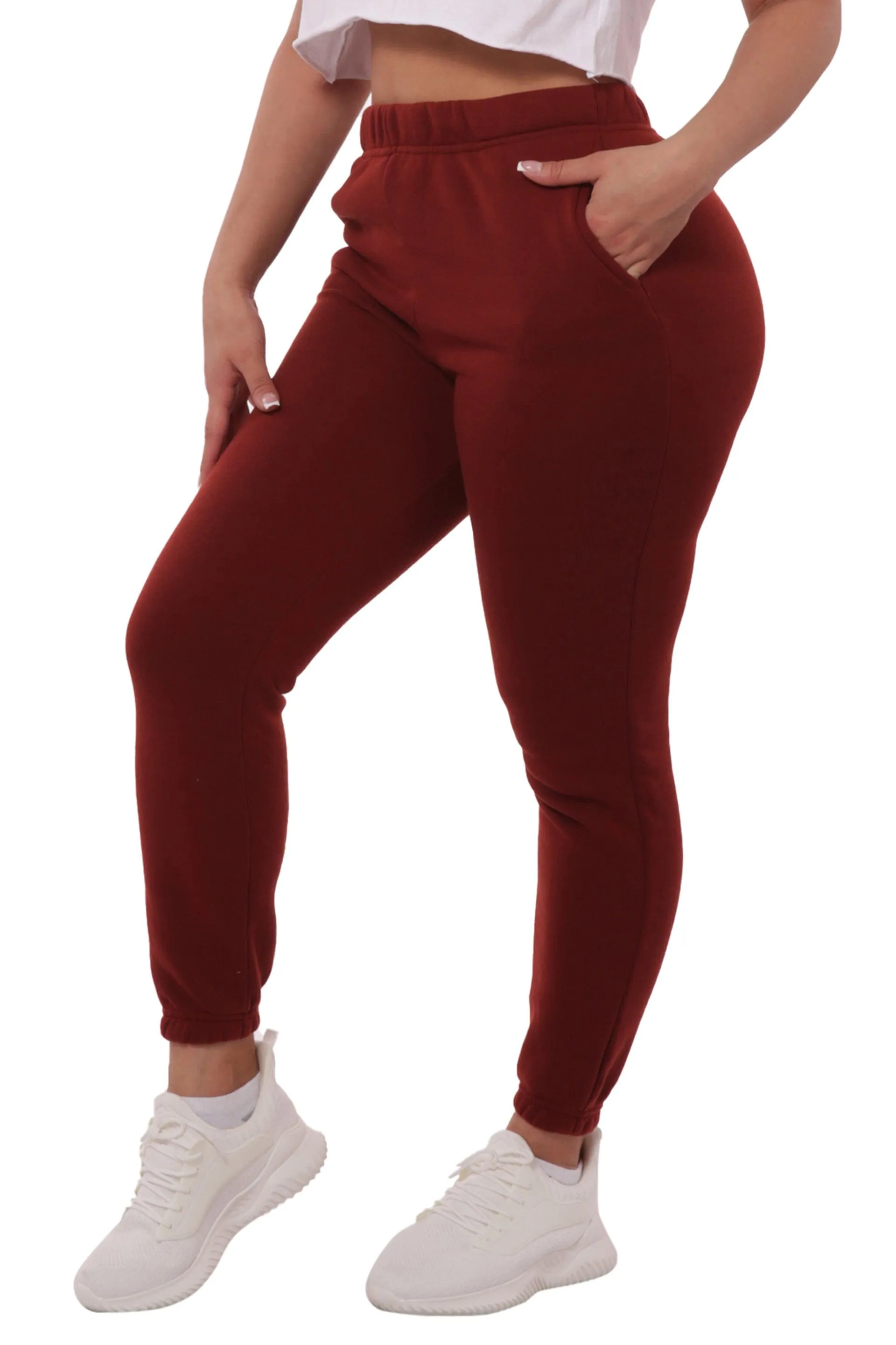 Thick Fleece Lined Sweatpants - Firebrick