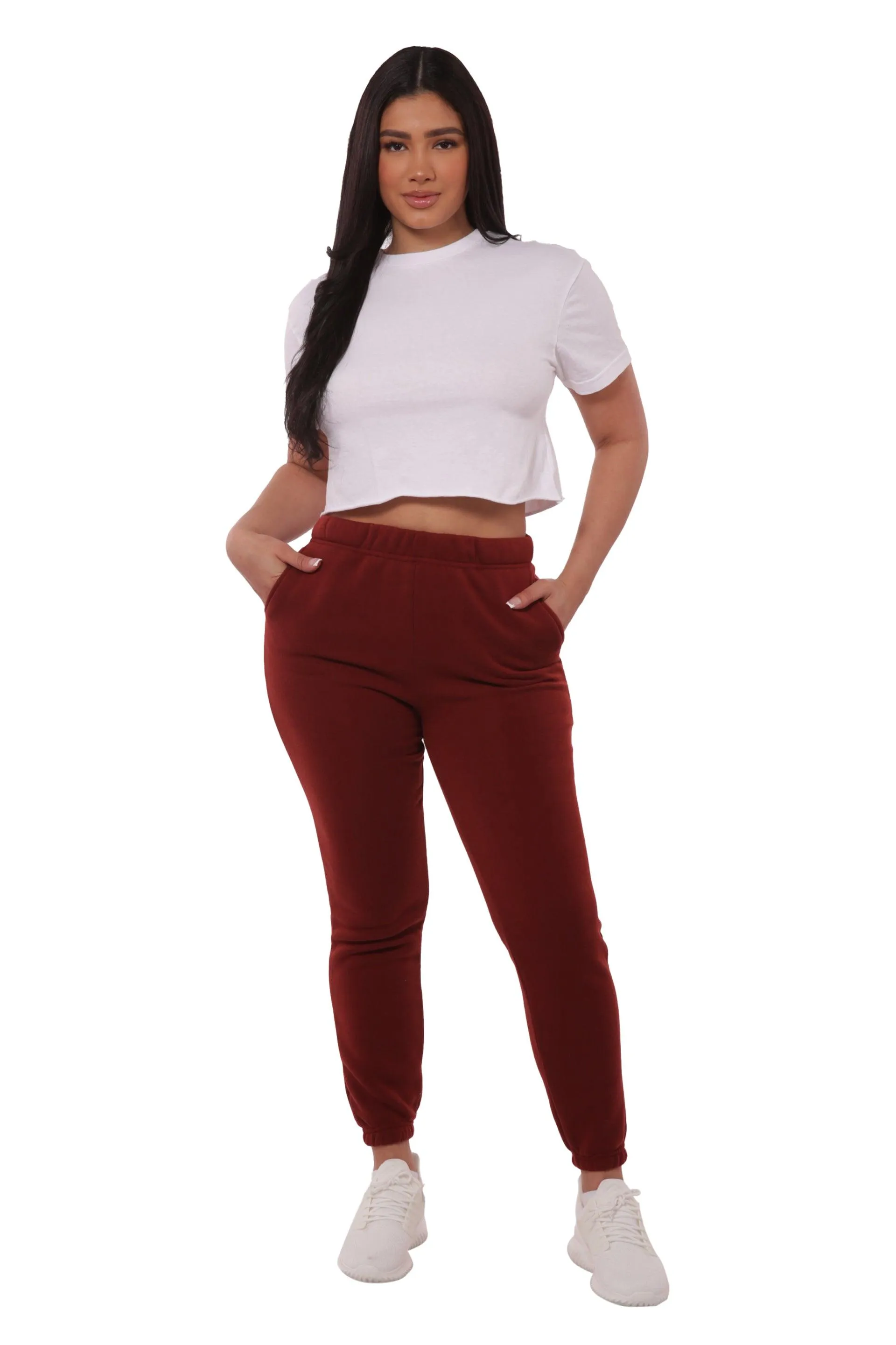 Thick Fleece Lined Sweatpants - Firebrick