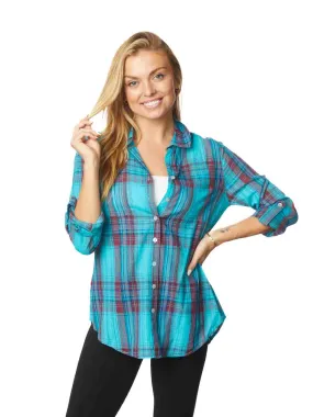 Tianello Cotton "Cofax" Plaid  "Amy" Blouse