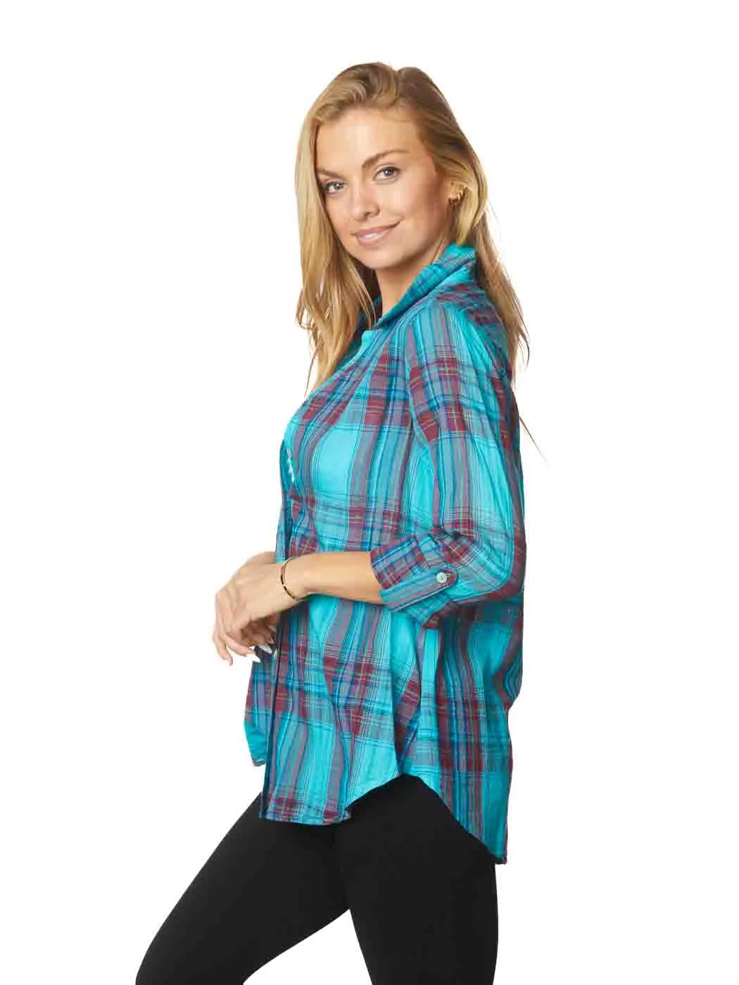 Tianello Cotton "Cofax" Plaid  "Amy" Blouse