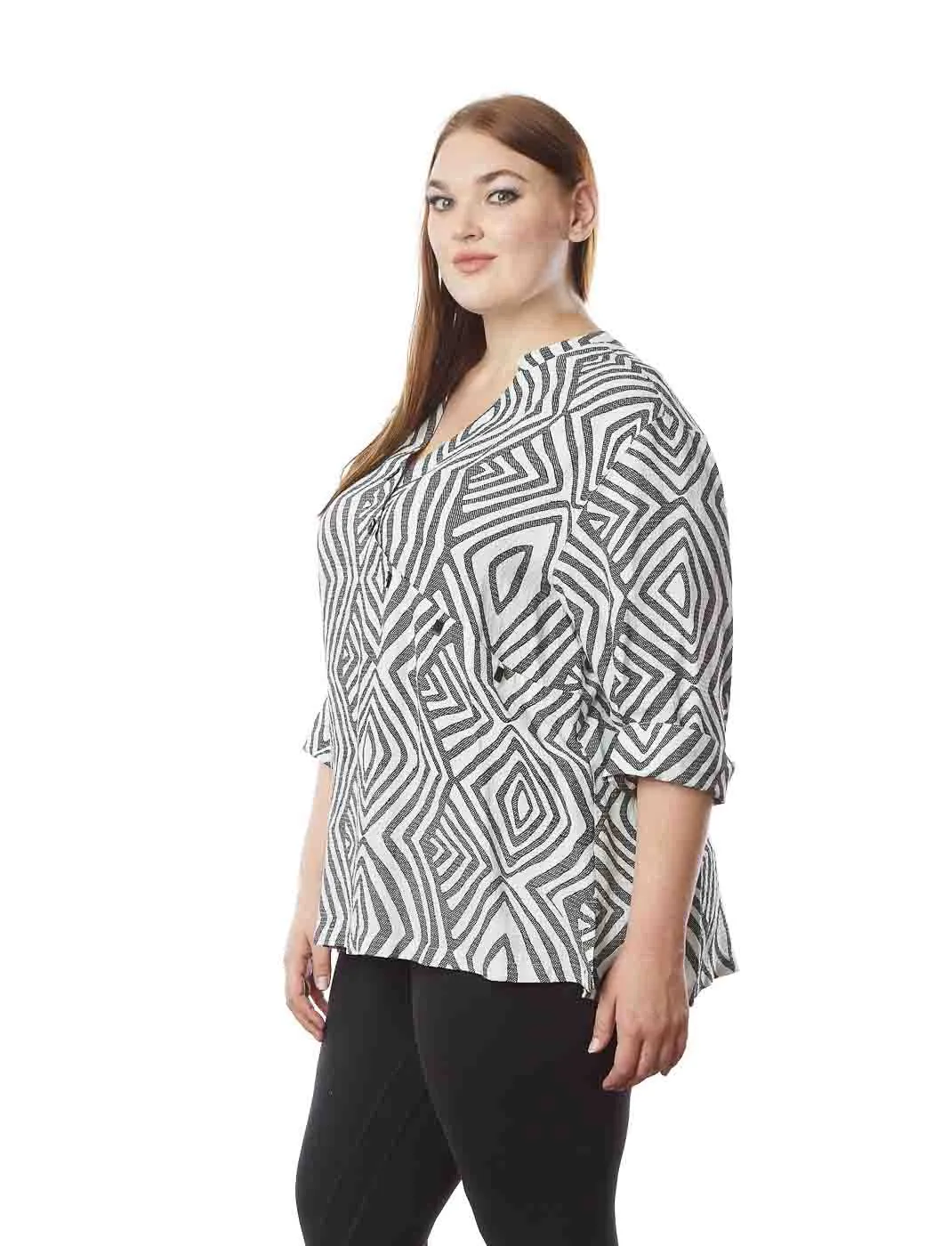 Tianello  Plus Sized Print "Bazu"  sueded Japanese "CUPRO™ Jacquard  "Diva" Blouse