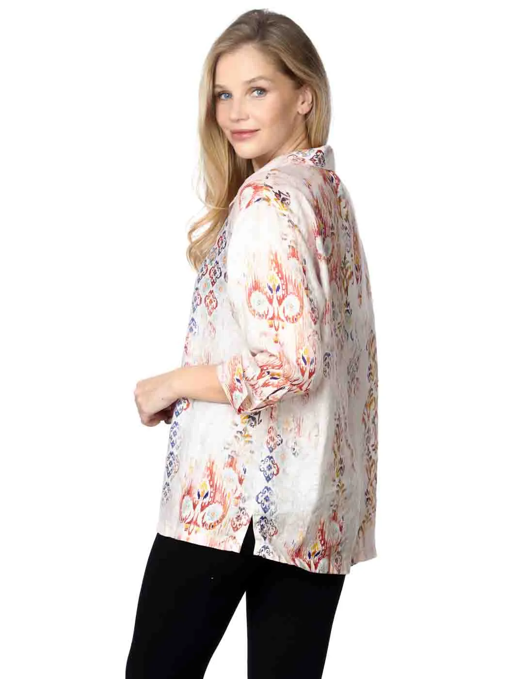 Tianello "Cordoba" Print Hanky Linen "Aida" Blouse