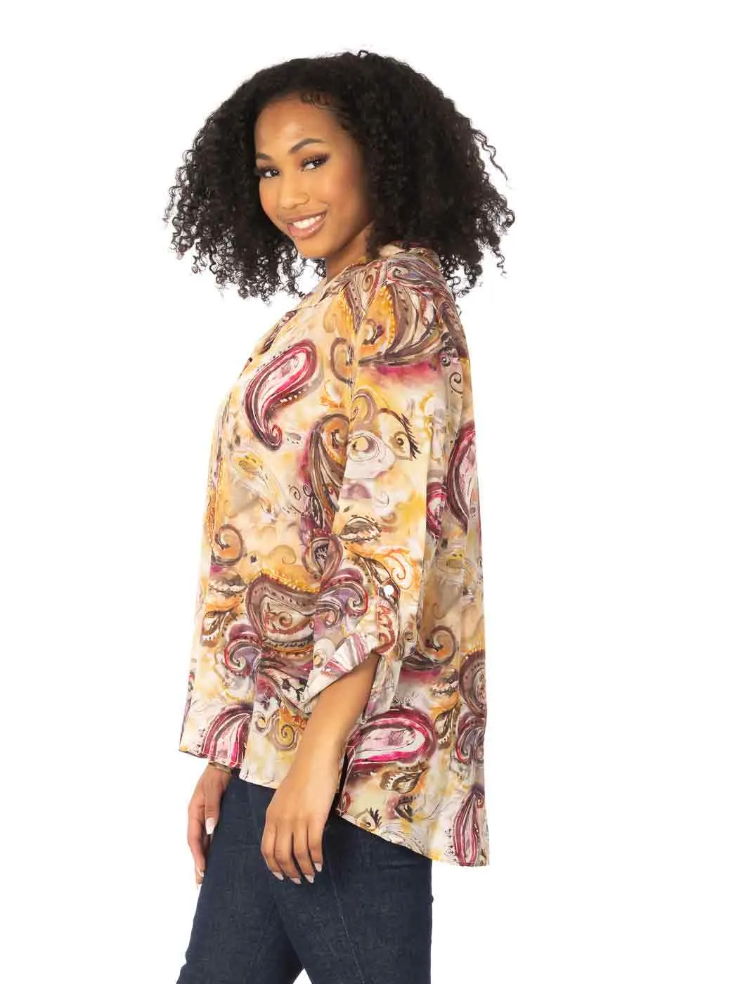 Tianello "Medina" Print Washable Silk "Loving" Blouse