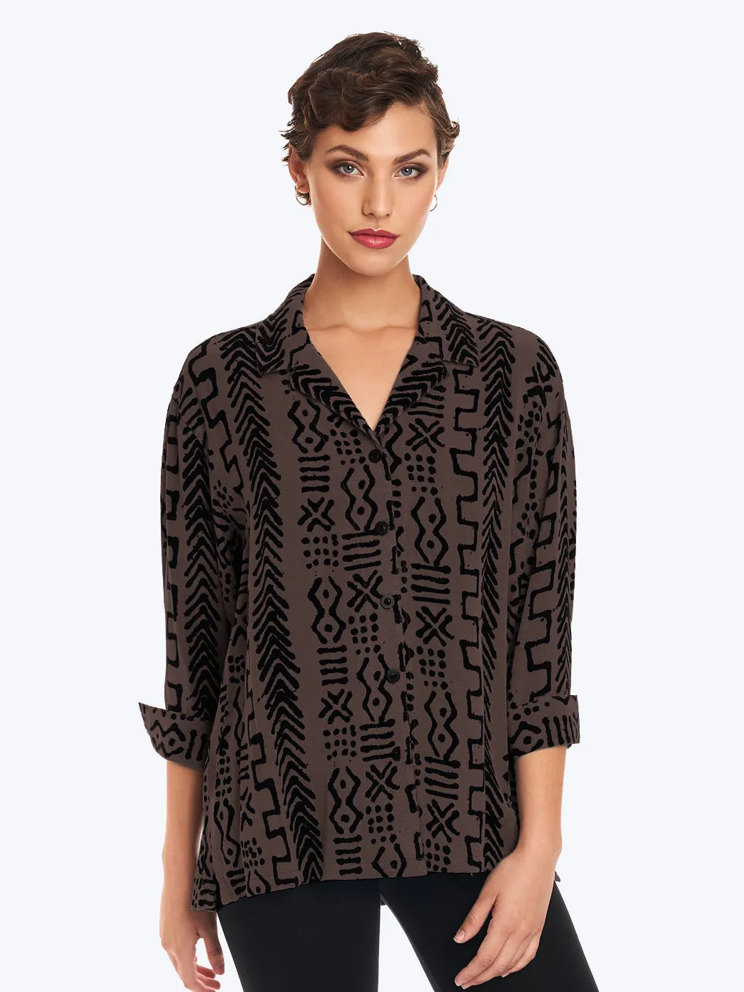 Tianello TENCEL™ Mud Print  "Aida"  Blouse (Pomegranate XS only)