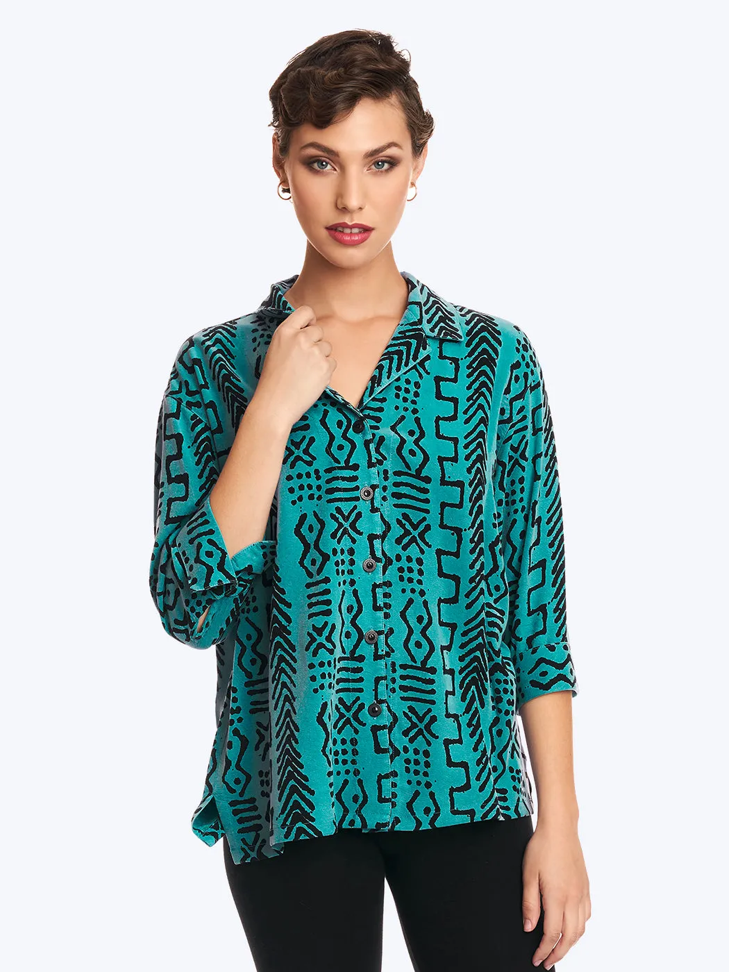 Tianello TENCEL™ Mud Print  "Aida"  Blouse (Pomegranate XS only)