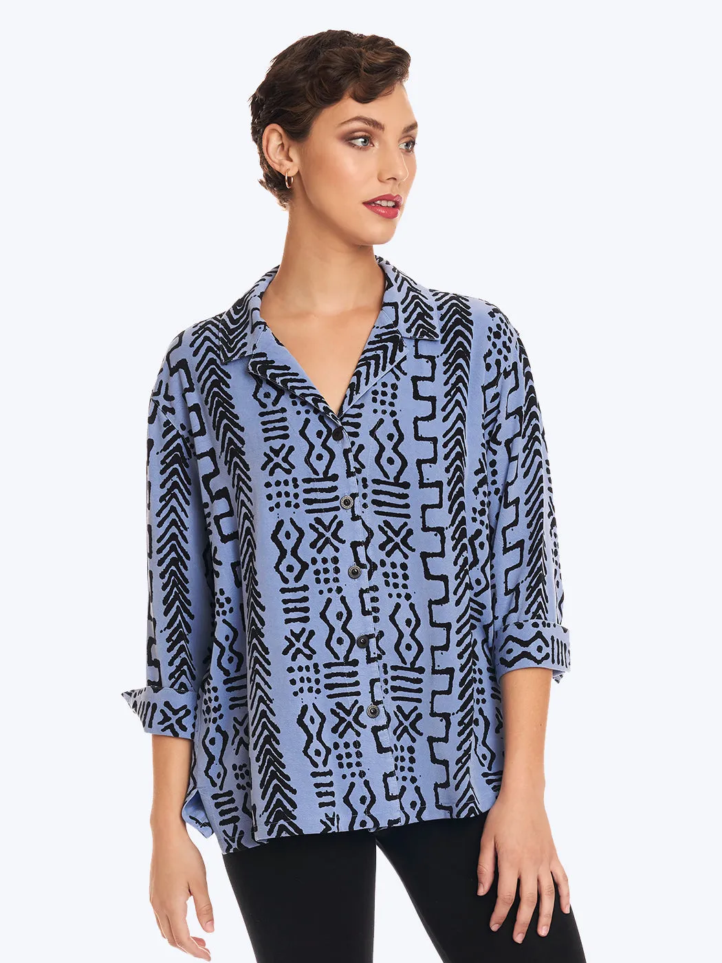 Tianello TENCEL™ Mud Print  "Aida"  Blouse (Pomegranate XS only)