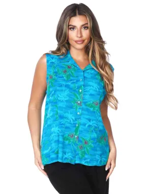 Tianello TENCEL™ "Maui" Printed Sleeve Less "Monica" Blouse